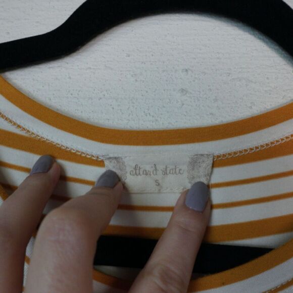 Altar'd State Striped Yellow and White Mini Dress Tie Front Sz S EUC Summer - Picture 5 of 5